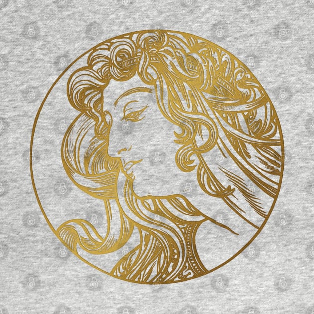 Art nouveau gold silhouette lady 4 by Allbestshirts